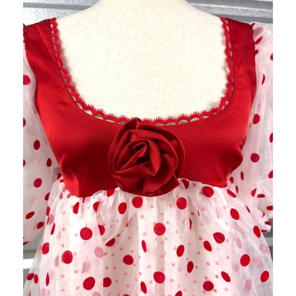 For Love & Lemons Dress Rhoda Red Polka Dot, Empire Waist, NWT, Womens Size S - Picture 4 of 9